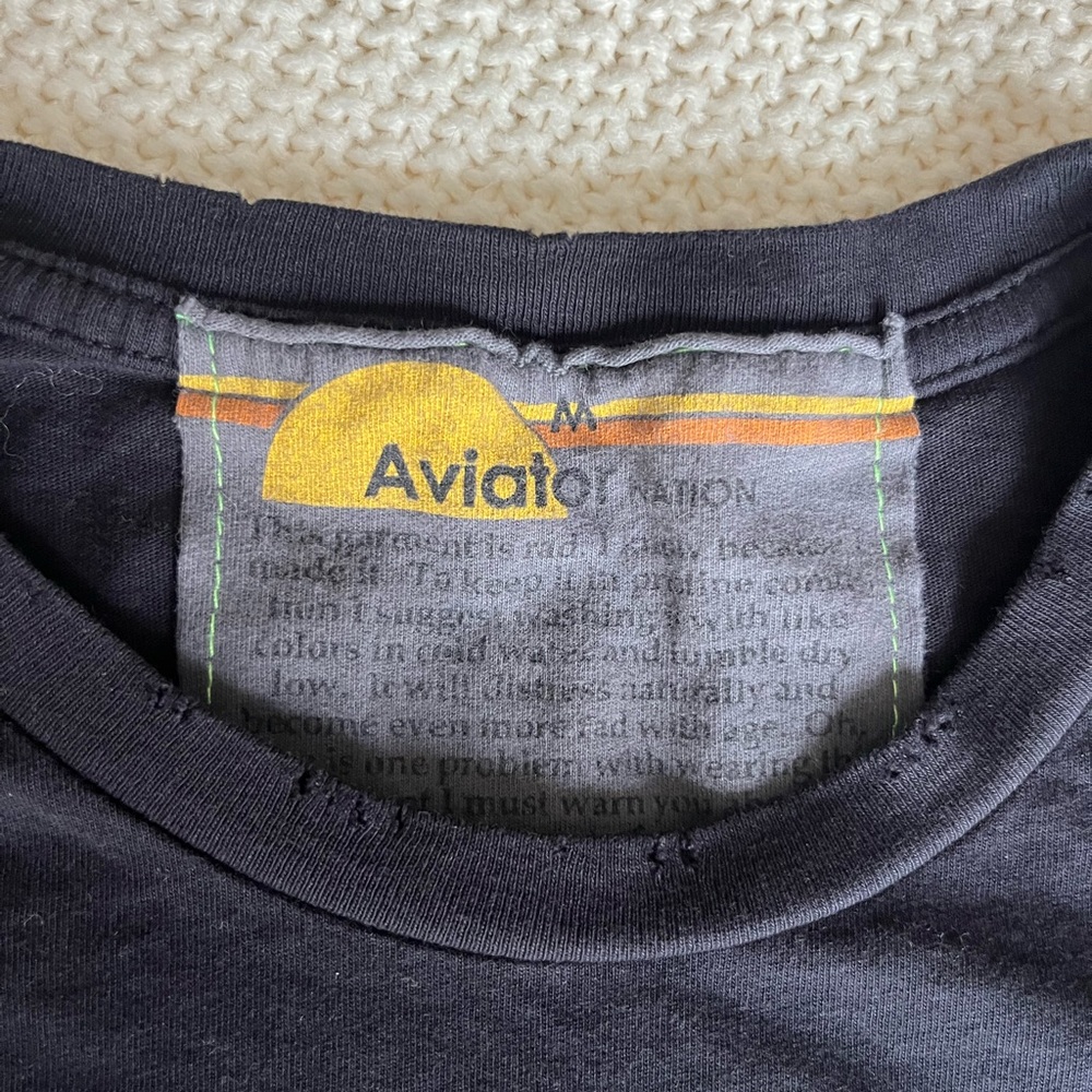 Aviator Nation cropped color block tshirt, size M - Picture 2 of 5